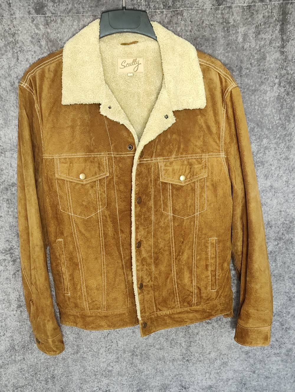 Scully Brown Suede Sherpa-Lined Bomber Jacket